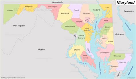 Maryland County Map With Cities World Map