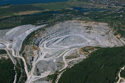 Quarry Limestone Mining Near Residential Buildings Stock Image Image