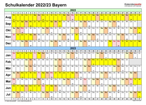 Ferienkalender 2021, 2022 zum herunterladen und ausdrucken. Schulkalender 2022/2023 Bayern für Word
