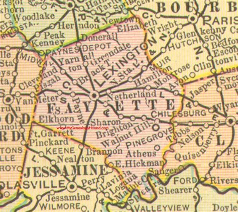 Fayette County Kentucky 1905 Map Lexington Ky Fayette County