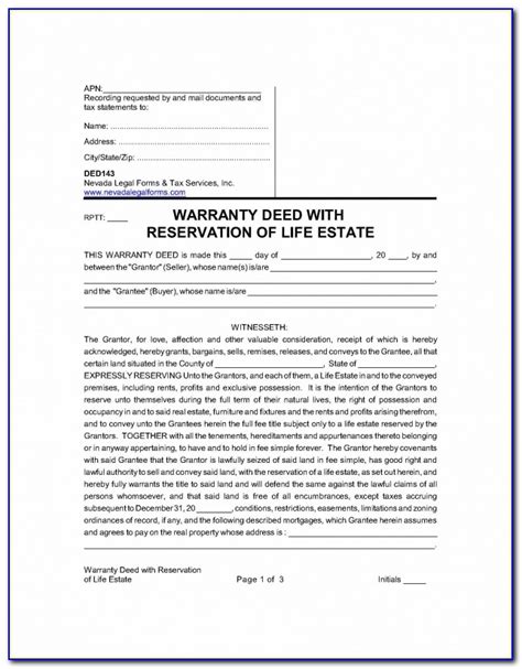 Free Life Estate Deed Form Form Resume Examples Vx J Rm Jv
