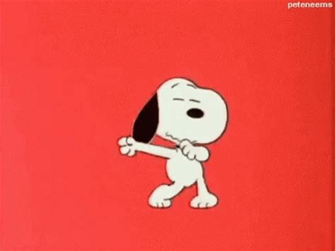 Red Background Snoopy Happy Dance 