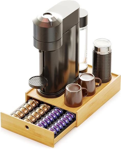 Spaceaid Bamboo Coffee Pod Holder Drawer Storage For Nespresso Vertuo