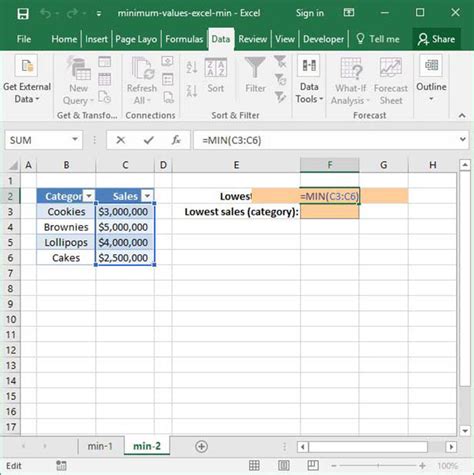 Maybe a question about how to do more? Minimum Values in Excel Using MIN | Deskbright