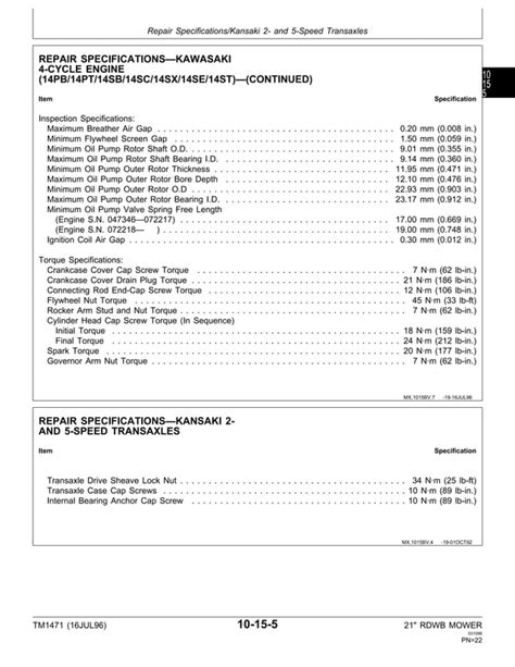 John Deere 14sb Walk Behind Mower Service Manual