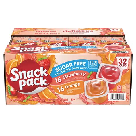 Snack Pack Sugar Free Juicy Gel Cups 325 Ounce Pack Of 32