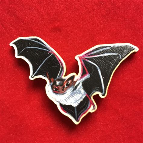 Bat Pin Badge Pair Laser Cut Wooden Bat Pins T Vampire Etsy