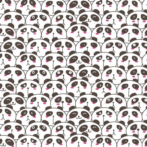 Cute Panda Vector Pattern Background Fun Doodle Handmade Vector