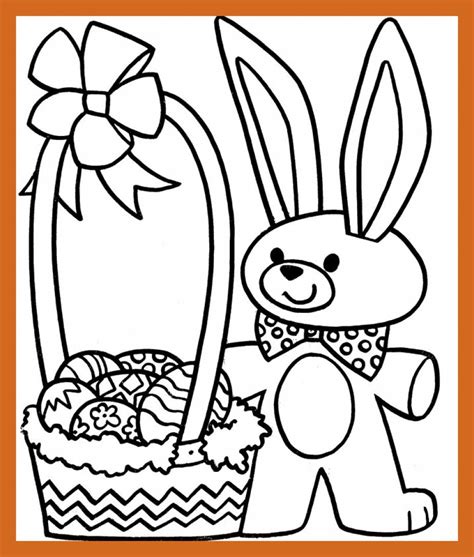 Easter Bunny With Eggs Coloring Page At Free