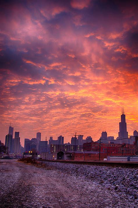 Sunrise Over Chicago Skyline Photograph By Michael Bennett