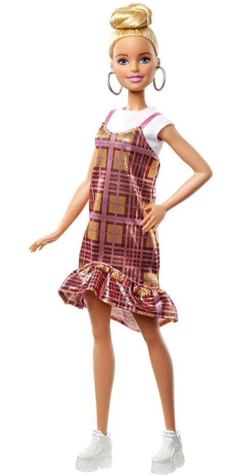 Barbie Fashionistas Doll 142 Blonde Updo Hair And Shimmery Plaid Dress