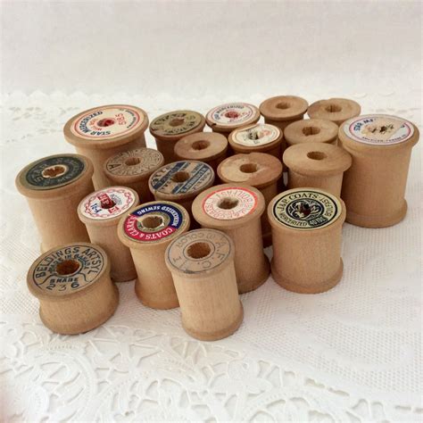 Wooden Thread Spools 20 Empty Spools Assorted Sizes Etsy Wooden