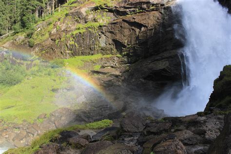 Free Photo Rainbow By Waterfall Colorful Lake Rainbow