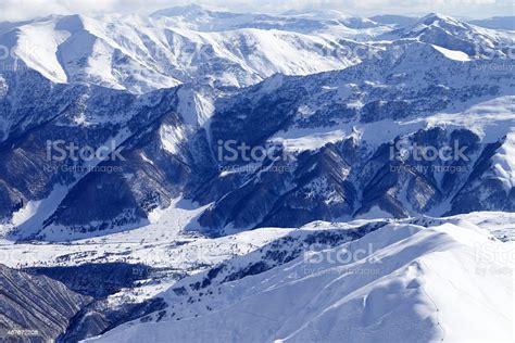 Top View On Snowy Mountains And Offpiste Slope Stock Photo Download