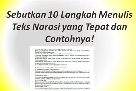Sebutkan 10 Langkah Menulis Teks Narasi yang Tepat dan Contohnya!