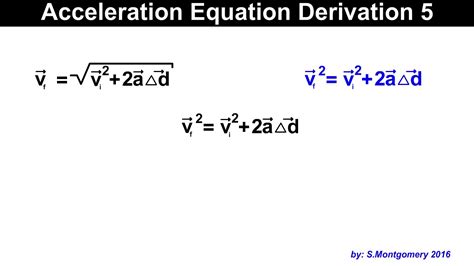 Kinematic Equation Derivation 5 Vf 2 Vi 2 2ad Youtube
