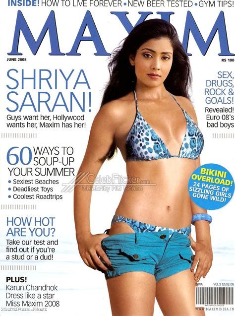 Shriya Saran Pose In Sun Kissed Bikini Cover Page Of Maxim