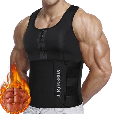 Mens Waist Trainer Vest Slimming Body Shaper Compression Shirt Workout