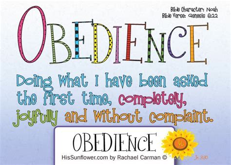 An Image Of A Poster With The Words Obedience And Sunflower On It