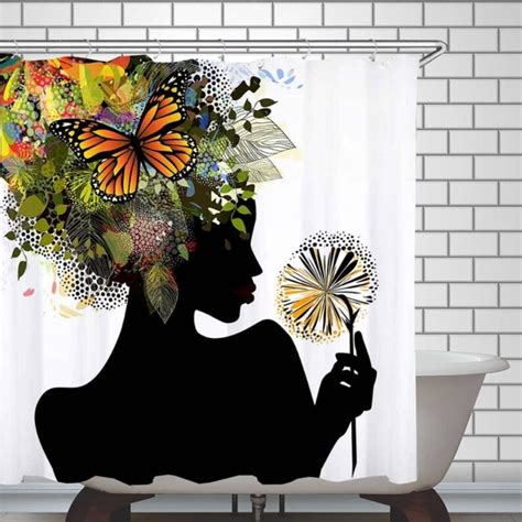 African Woman Shower Curtain Black Girl African American Etsy