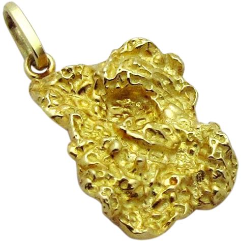 Vintage 18k 750 Yellow Gold Nugget 3d Pendant Charm 68 Grams From