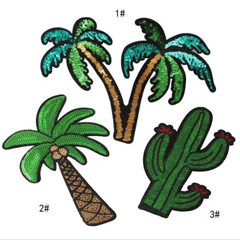 Embroidery Iron On Big Size Coconut Tree Patch Diy Sew On Plants