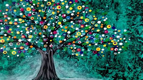 Whimsical Tree Painting Dot Art With Acrylics Easy Painting