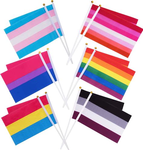 Whaline Pacote Com 60 Bandeiras Em Bastão De Arco íris Orgulho Gay Pequenas Mini Bandeiras