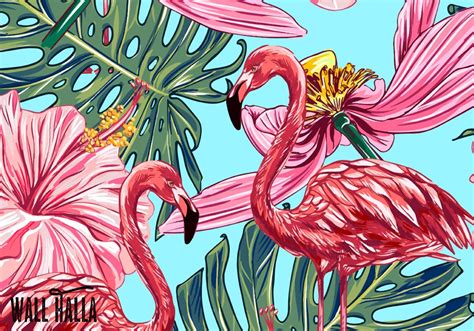 Peel And Stick Tropical Flamingo Wallpaper Self Adhesive Etsy