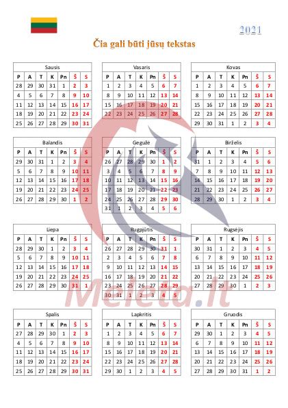 Spausdinamas ir redaguojamas 2021 metų kalendorius, 13 kalbų - Meleta.lt
