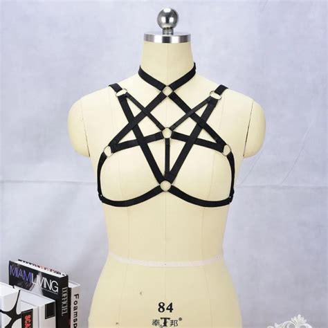 women new black harness cage bra exotic apparel gothic harajuku sexy lingerie cosplay erotic