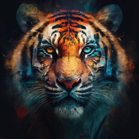 The Majestic Heterochromia Tiger High Quality Art Poster On Etsy