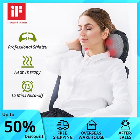 Mynt Cordless Neck Back Massager Shiatsu Rechargeable Pillow With Heat 3d Deep Kneading Use
