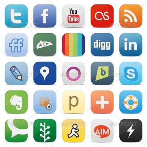 Social Media Square Buttons Social Media Social Media Buttons
