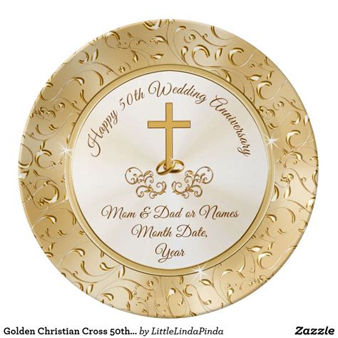Wedding dresses for second marriage over 50. Golden Christian Cross 50th anniversary gifts Dinner Plate | Zazzle.com (With images) | 50th ...