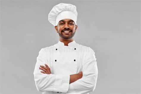 Happy Male Indian Chef In Toque Stock Image Image Of Uniform Kitchen 150884257