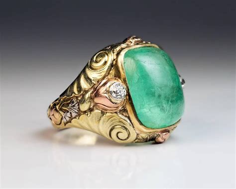 Antique Art Nouveau Emerald Gold Ring Dated 1896 At 1stdibs