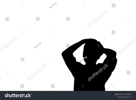 Silhouettes Contour Boy Shocked Silhouette Scared Stock Illustration