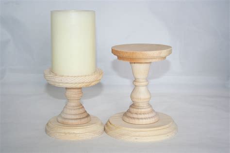 Unfinished Wood Pillar Candlestick Holders Diy Wedding