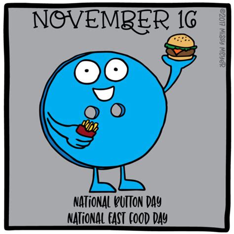 November 16 Every Year National Button Day National Fast Food Day