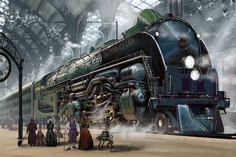 Cool Steampunk Train Graphic Art Steampunk City Steampunk Dieselpunk