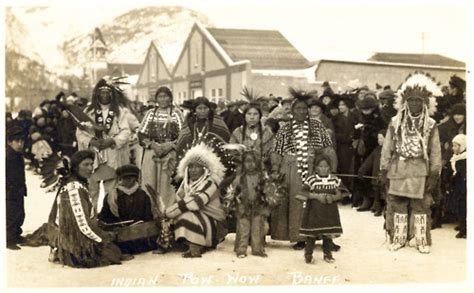 Indian Pow Wow On Banff Avenue Alberta Around 1903 Native
