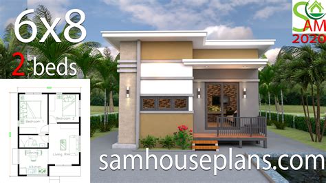 Small House Design 6x8 With 2 Bedrooms Shed Roof Samhouseplans