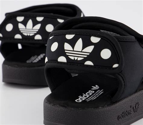 Adidas Adilette Sandals 30 Core Black White Dot Womens Sandals