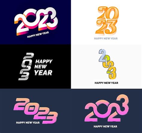 Grand Ensemble De 2023 Happy New Year Logo Texte Design 2023 Modèle De