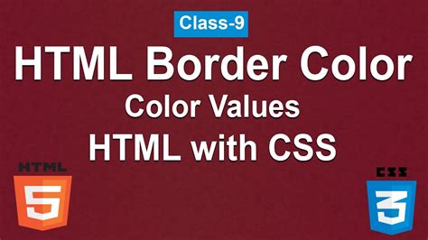 Html Border Color Color Values Class 9 Html With Css Youtube
