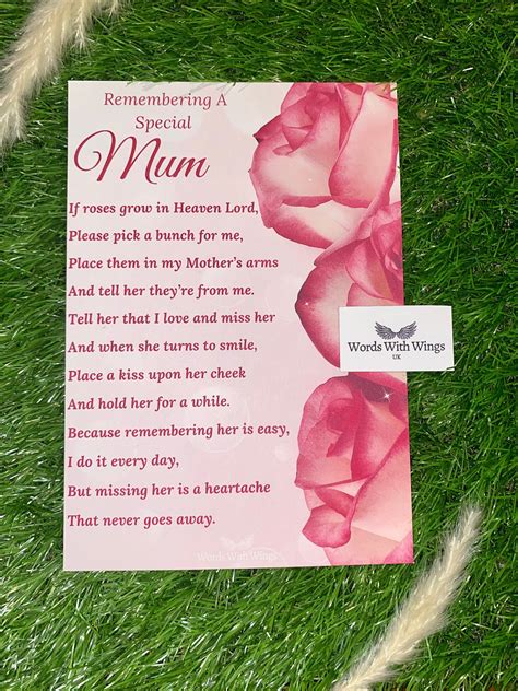 Place This Beautiful Poem For Your Mum In Heaven At Her Graveside Or