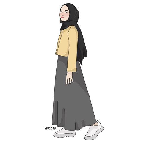 Gambar Kartun Wanita Berhijab Muslimah Niqab Bercadar Sketsa Berhijab