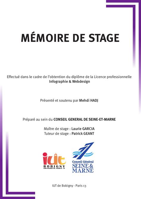 Mémoire De Stage Pdf Modèle Mémoire De Stage Brandma