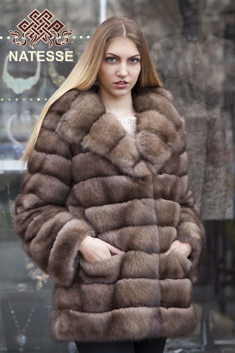hooded tortora sable fur coat